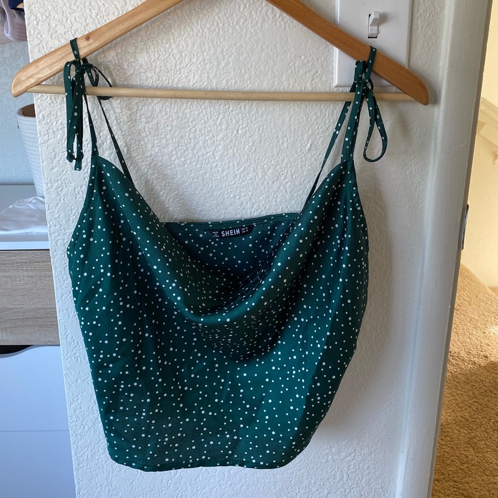 Tied shoulder cowl satin top